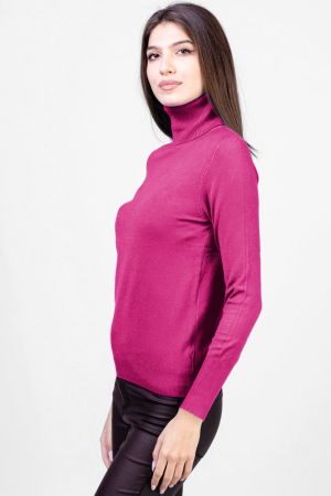 Helanca masura mai mare, din tricotaj cu guler inalt, fucsia [1]