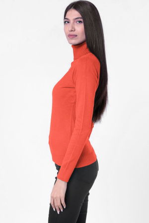 Helanca pullover, din tricotaj cu guler inalt, portocaliu [4]