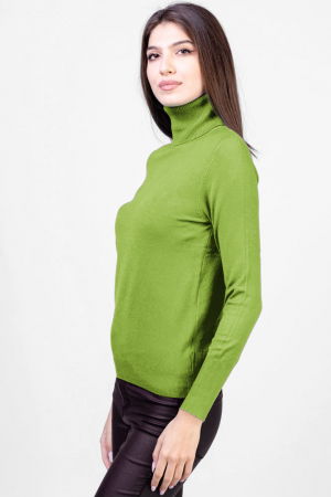 Helanca masura mai mare, din tricotaj cu guler inalt, verde olive [1]