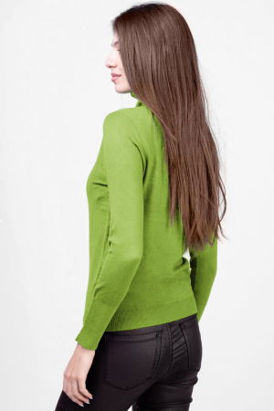 Helanca masura mai mare, din tricotaj cu guler inalt, verde olive [2]