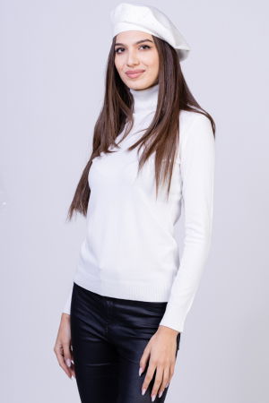 Helanca pulover cu guler inalt, alba [4]