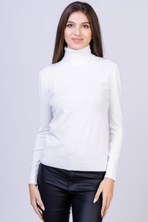 Helanca pulover cu guler inalt, alba [1]
