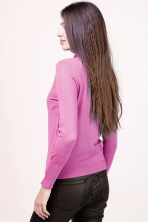 Helanca pulover cu guler inalt, masura mare, roz [2]