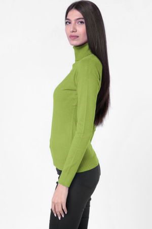 Helanca pulover cu guler inalt, verde oliv [1]