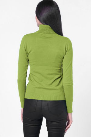 Helanca pulover cu guler inalt, verde oliv [2]