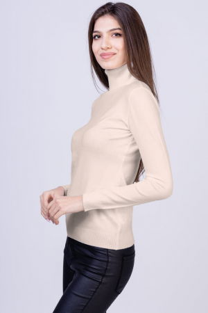 Helanca pulover cu guler inalt, bej deschis [1]