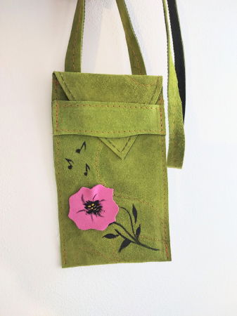 Husa unicat    din piele naturala verde , cu mac de efect [1]