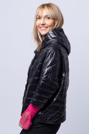 Geaca Monte Cervino oversize, neagra, cu gluga si maneci 3/4 [1]