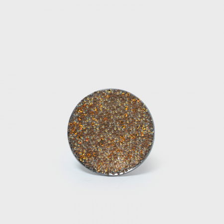 Inel reglabil cu forma circulara armonioasa si cristale, din alama placata cu gun metal [3]