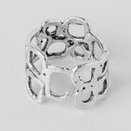 Inele - Inel reglabil din zamac cu patratele