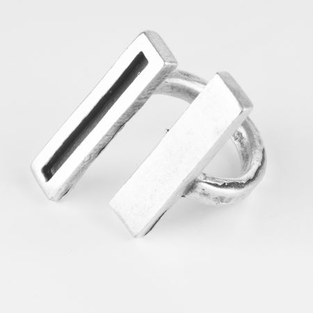 Inele - Inel reglabil din zamac cu doua bare paralele
