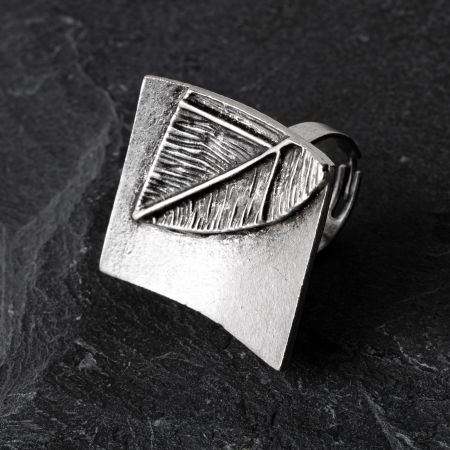 Inele - Inel reglabil din zamac cu detaliu frunza