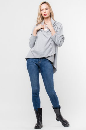 Geci & Jachete & Blazere - Jacheta gri petrecuta, din tricot de bumbac