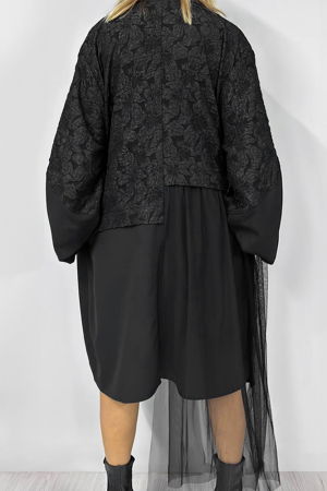 Jacheta teatrala din brocart cu revere si tull, oversize [3]