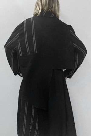 Jacheta asimetrica in dungi cu guler atipic , oversize [3]