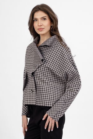 Jacheta scurta, din stofa gri cu imprimeu picior de cocos [1]