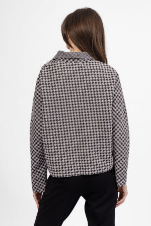 Jacheta scurta, din stofa gri cu imprimeu picior de cocos [2]