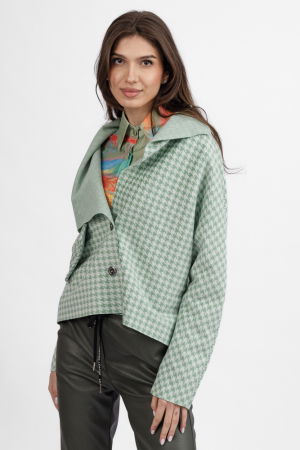 Jacheta scurta, din stofa verde cu imprimeu picior de cocos [1]