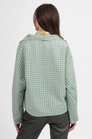 Jacheta scurta, din stofa verde cu imprimeu picior de cocos [2]