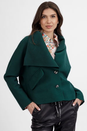 Pantaloni casual - Jacheta scurta, din stofa verde inchis, uni