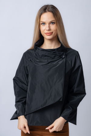 Geci & Jachete & Blazere - Jacheta scurta din tafta neagra petrecuta in fata