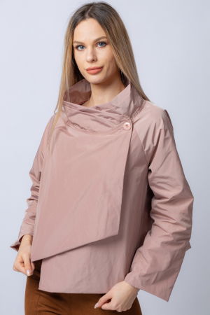 Geci & Jachete & Blazere - Jacheta scurta din tafta roz prafuit petrecuta in fata