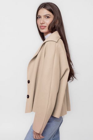 Jacheta scurta oversize, din stofa bej deschis [1]