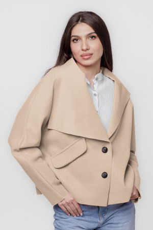 Geci & Jachete & Blazere - Jacheta scurta oversize, din stofa bej deschis