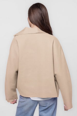 Jacheta scurta oversize, din stofa bej deschis [2]