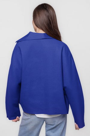Jacheta scurta oversize, din stofa albastra [2]