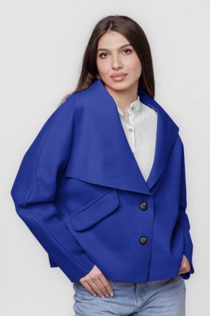 Geci & Jachete & Blazere - Jacheta scurta oversize, din stofa albastra