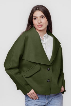 Geci & Jachete & Blazere - Jacheta scurta oversize, din stofa kaki