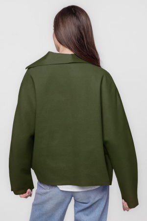 Jacheta scurta oversize, din stofa kaki [2]