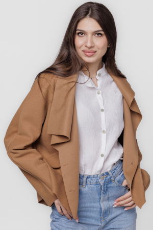 Geci & Jachete & Blazere - Jacheta scurta oversize, din stofa bej