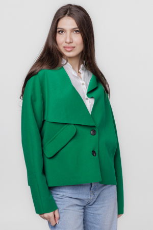 Jacheta scurta oversize, din stofa verde [3]