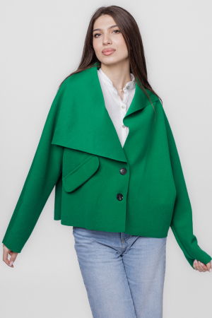 Jacheta scurta oversize, din stofa verde [2]