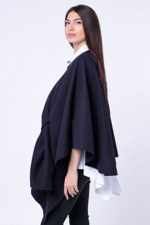 Jacheta trendy stil poncho, din stofa bleumarin [1]