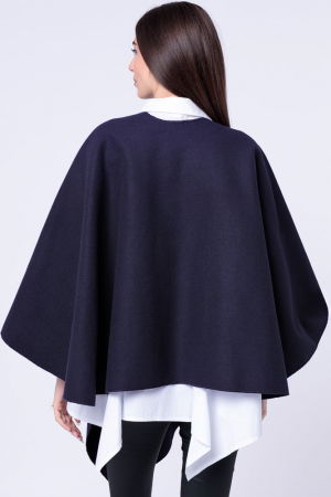 Jacheta trendy stil poncho, din stofa bleumarin [2]