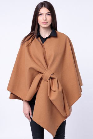 Veste - Jacheta trendy stil poncho, din stofa camel