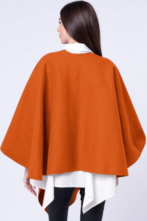 Jacheta trendy stil poncho, din stofa caramizie [2]