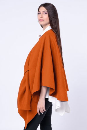 Jacheta trendy stil poncho, din stofa caramizie [1]