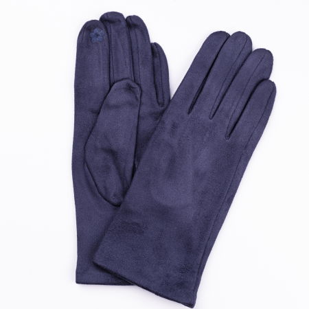 Mănuși - Manusi dama bleumarin din material textil catifelat