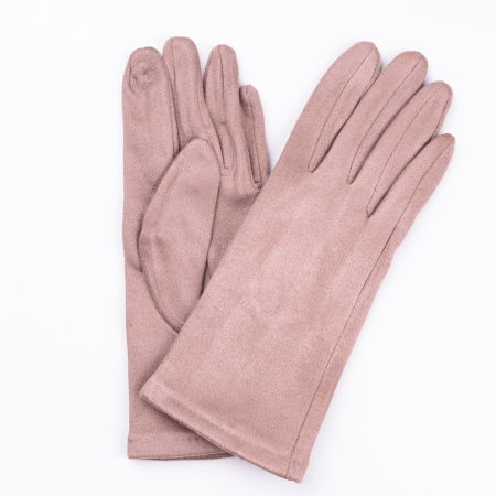 PROMOȚII - Manusi dama bej inchis din material textil catifelatat