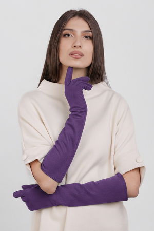 Mănuși - Manusi dama foarte lungi si simple din material textil catifelat mov