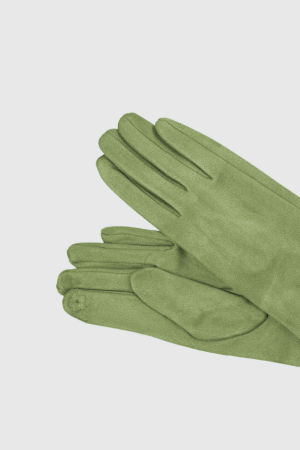 Manusi dama foarte lungi si simple din material textil catifelat verde deschis [1]