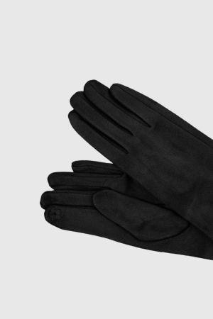 Manusi dama foarte lungi si simple din material textil catifelat negru [1]