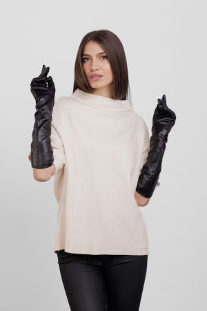 Manusi elegante lungi, de dama, din piele naturala neagra [1]