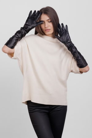 Manusi elegante lungi, de dama, din piele naturala neagra [2]