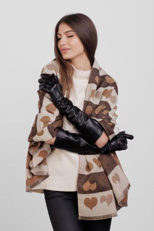 Manusi elegante lungi, de dama, din piele naturala neagra [4]