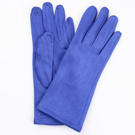 Mănuși - Manusi dama albastru electric din material textil catifelat